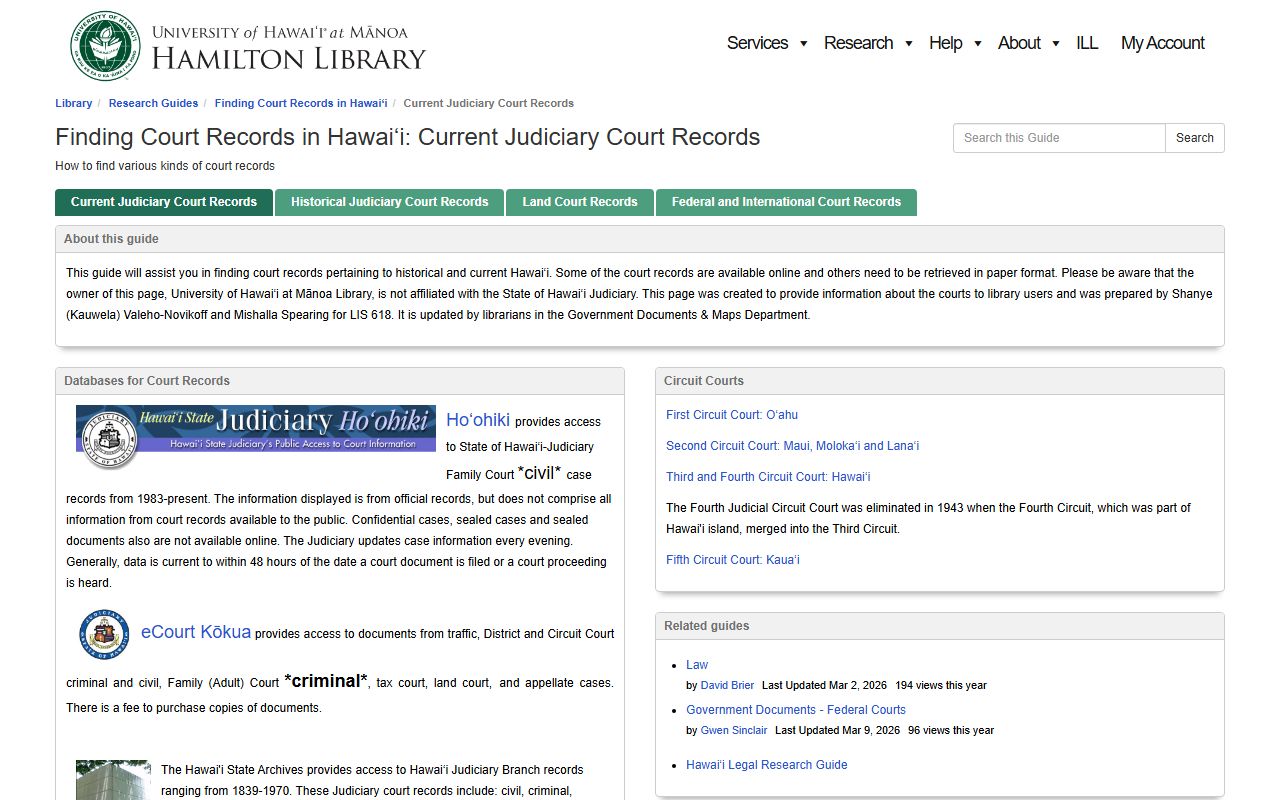 Kalawao County Hawaii State Archives pointer for bench warrants