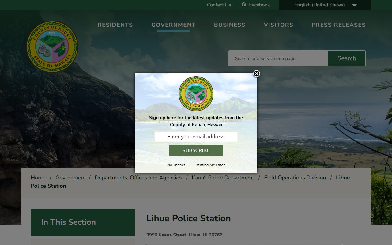 Kauai County KPD Lihue District bench warrants coverage