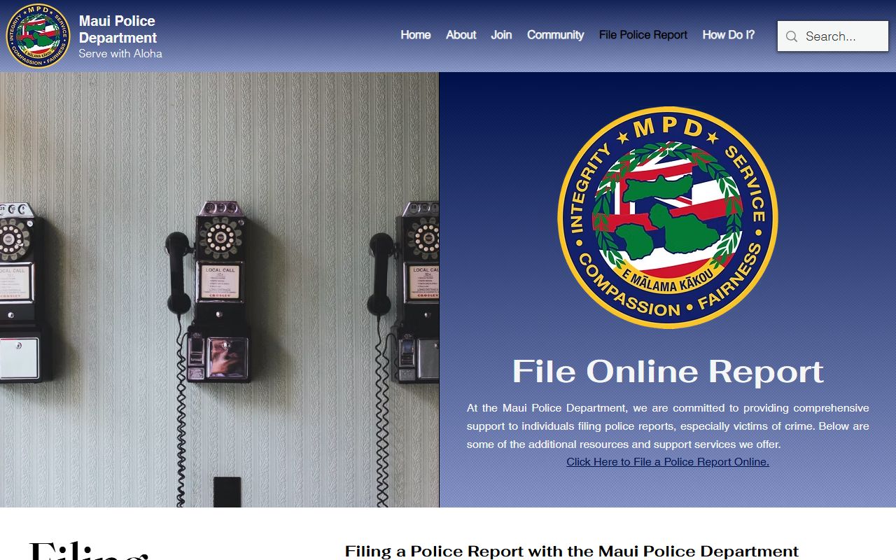 Kahului bench warrants Maui PD file a report page