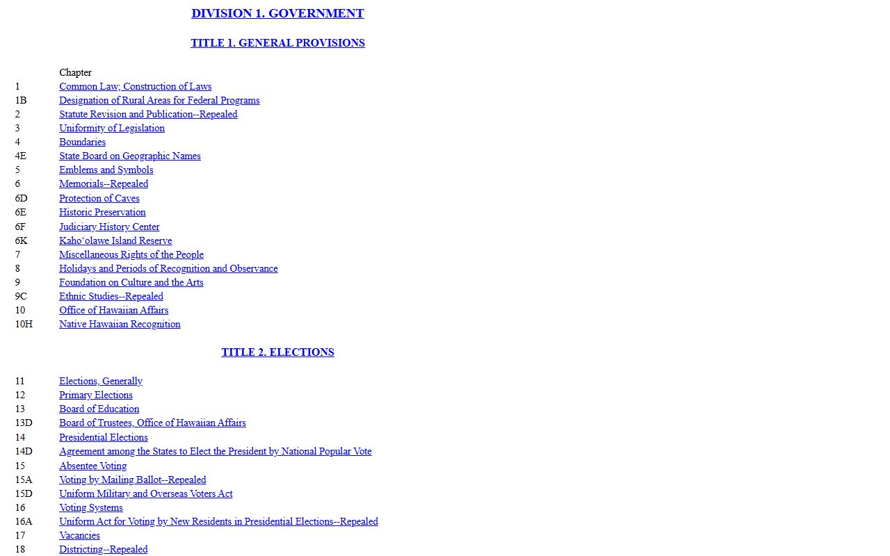 Hawaii Revised Statutes page for bench warrants law